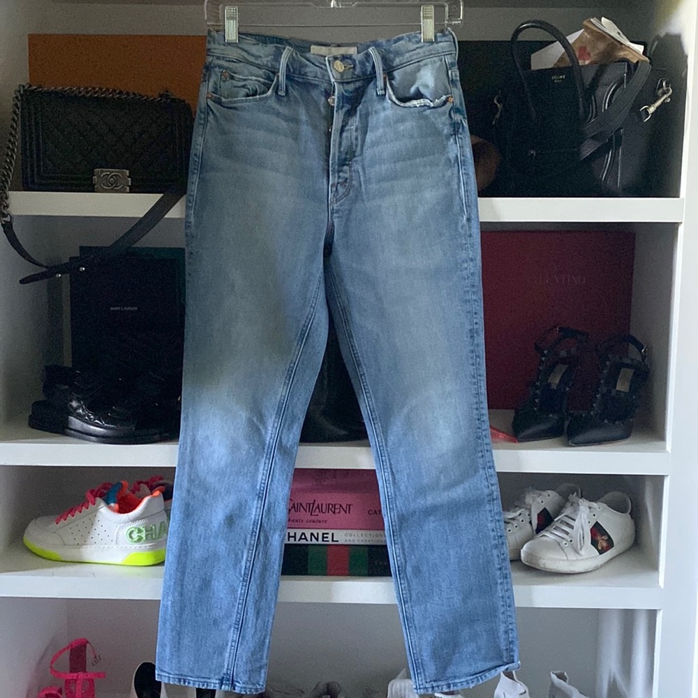 Mother denim dazzler heart pocket ankle straight leg sz 26